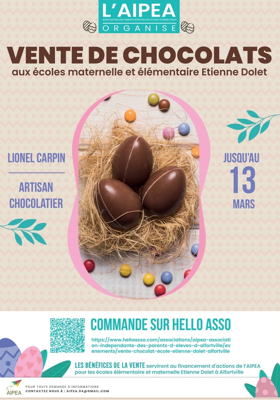 Vente de chocolats aux écoles maternelle et élémentaire Étienne Dolet